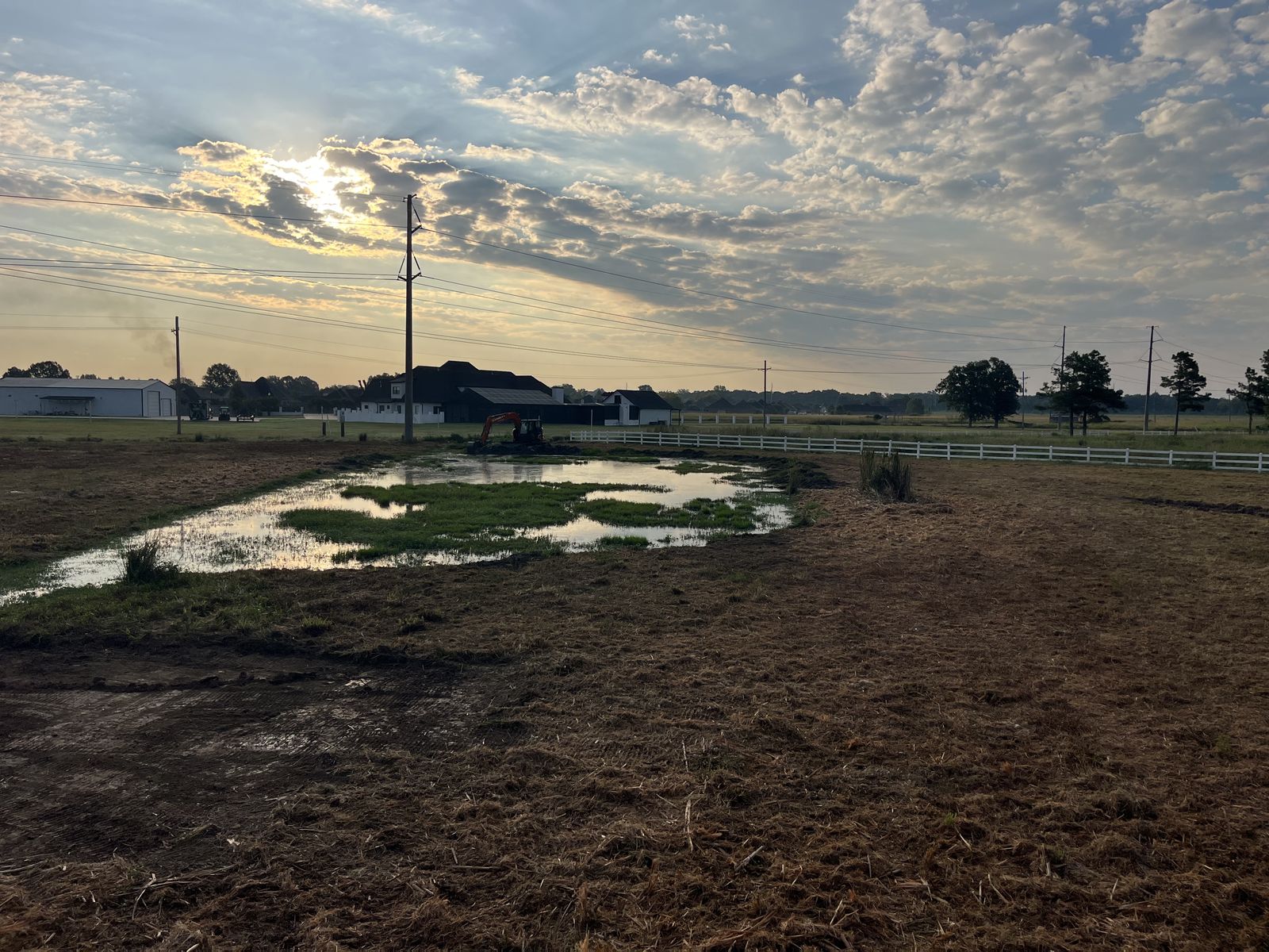 North Monroe · 1-Acre Pond, 4 Acres Drained, before: low-lying ground being excavated